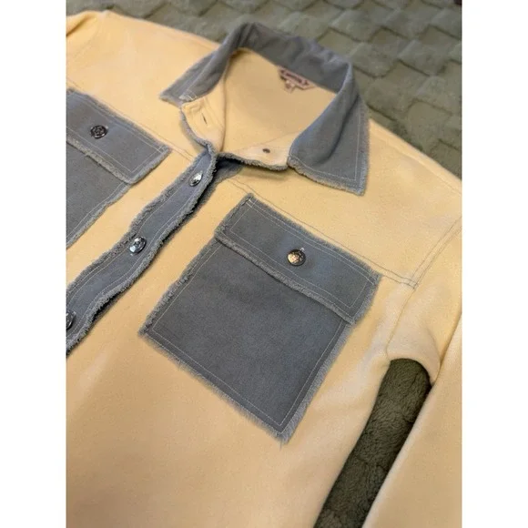 NWT Nanette Lepore Denim Dual Cardigan Jacket Ecru White Blue Womens Size Medium - Picture 4 of 12